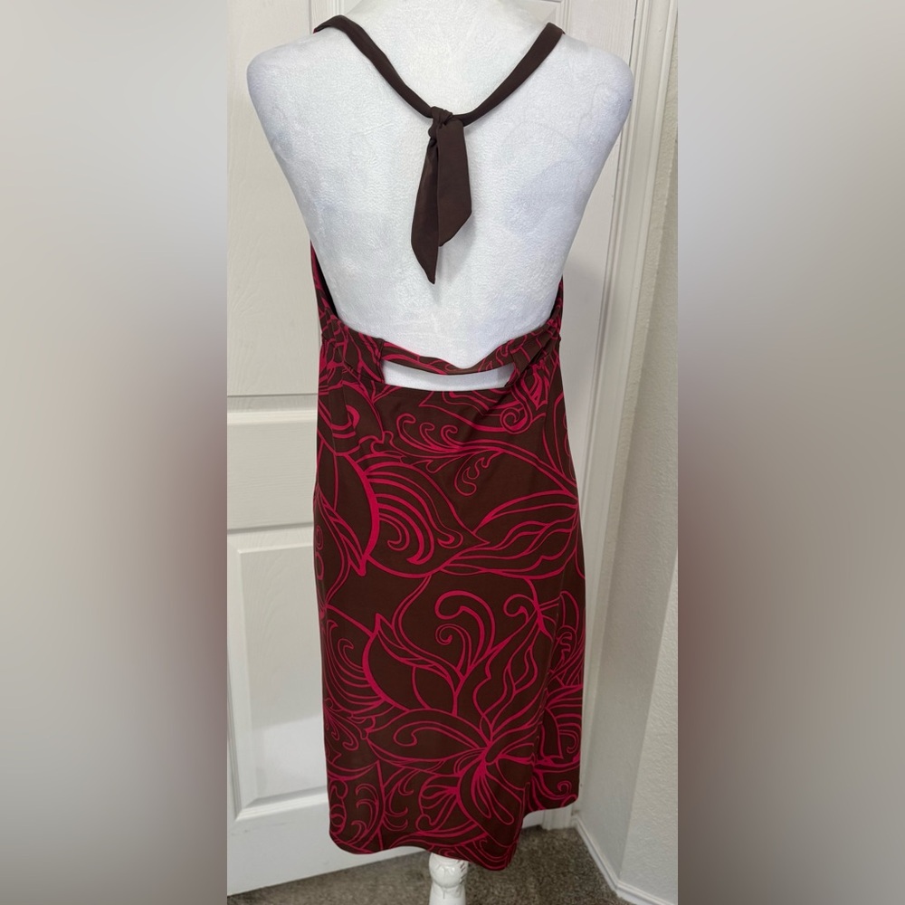 Athletes Brown Pink Halter Top Swim Dress Size Large - Picture 4 of 9